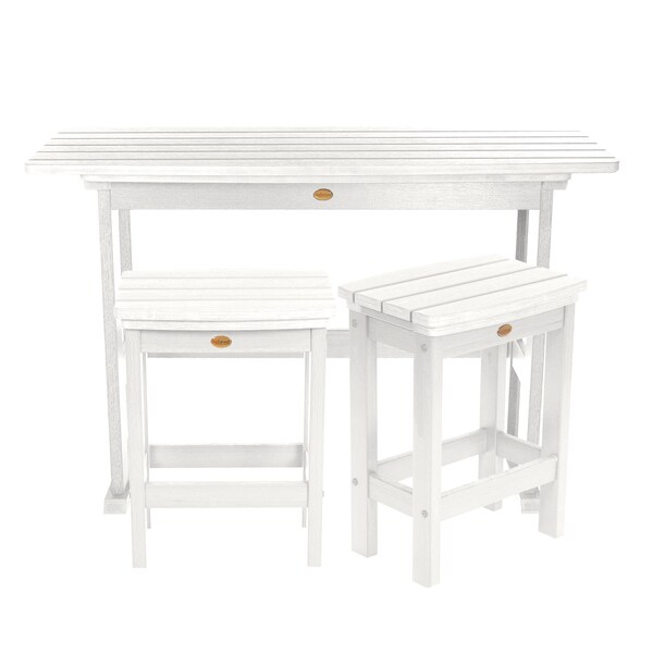 Highwood Usa Lehigh 3pc Counter Height Outdoor Patio Furniture Balcony Set AD-KITBALC1-WHE - main